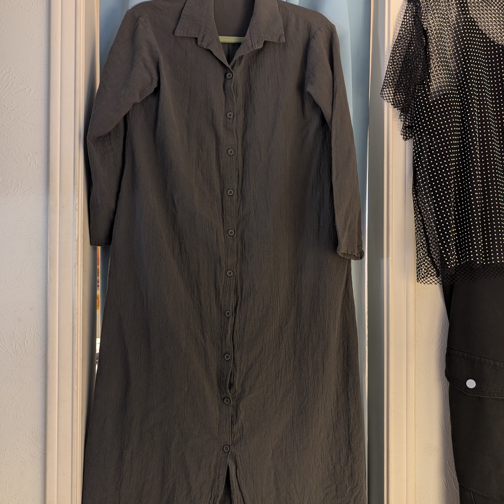 Long Black Button-Up Dress